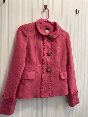 Beautiful J Crew Robert Noble ruffled pink blazer